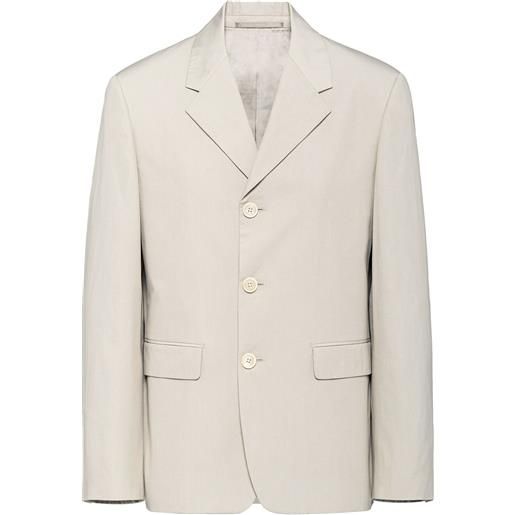Prada blazer monopetto con logo a triangolo - toni neutri