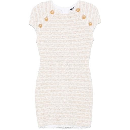 Balmain abito corto in tweed - bianco