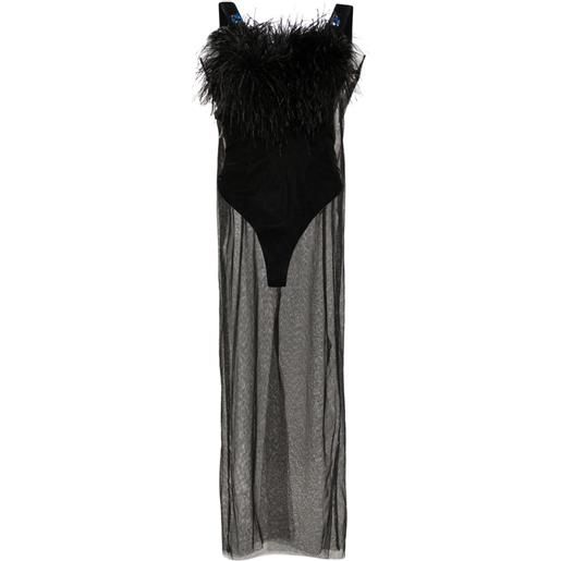 Loulou abito lungo con strass - nero