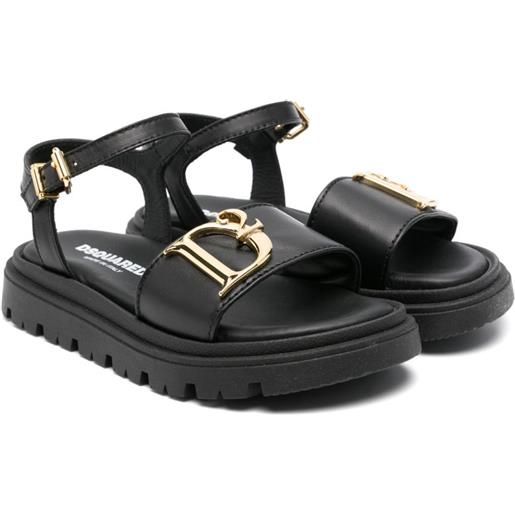 DSQUARED2 KIDS sandali con placca logo - nero