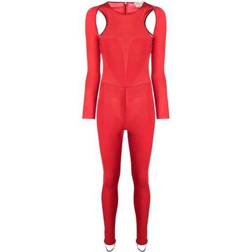 Alexander McQueen tuta intera con dettaglio cut-out - rosso