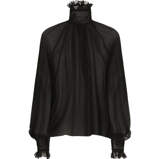 Dolce & Gabbana blusa a collo alto semi trasparente - nero