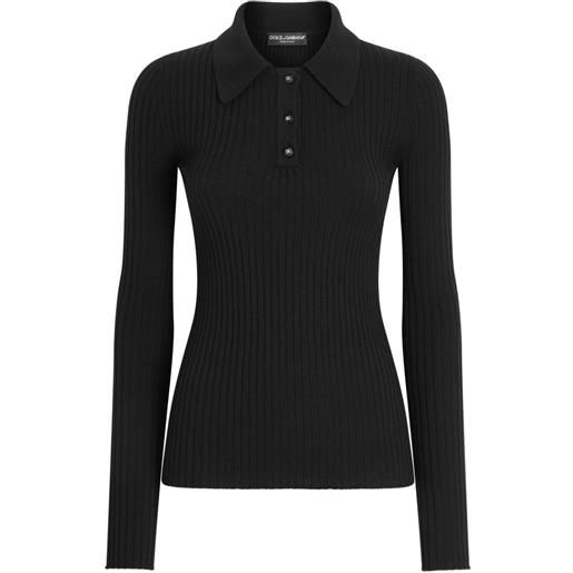 Dolce & Gabbana polo dna a coste - nero