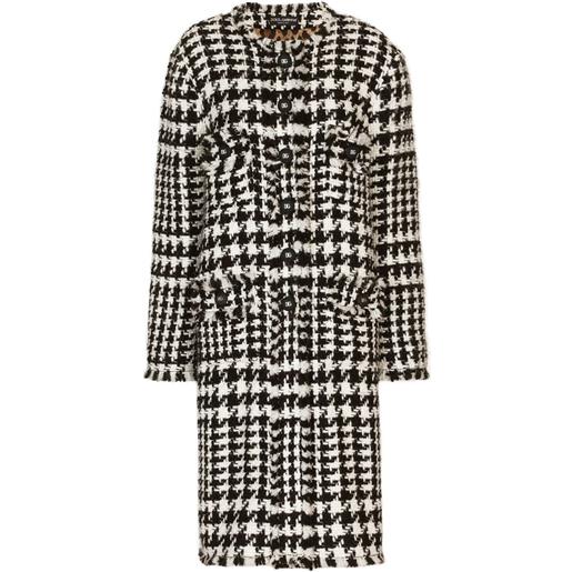 Dolce & Gabbana cappotto monopetto in tweed - bianco