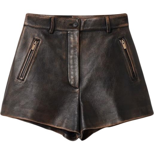 Miu Miu shorts corti con effetto vissuto - marrone