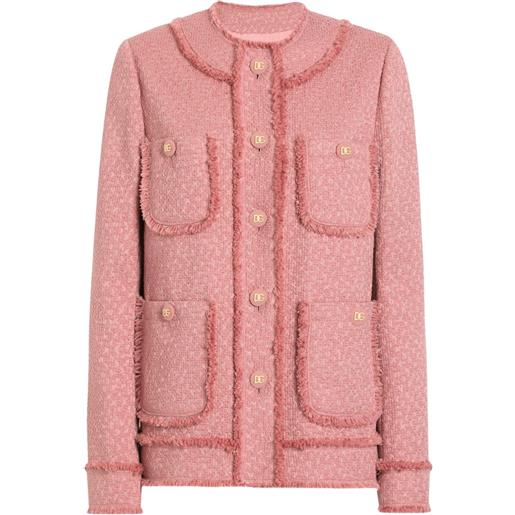 Dolce & Gabbana giacca monopetto dna in tweed - rosa