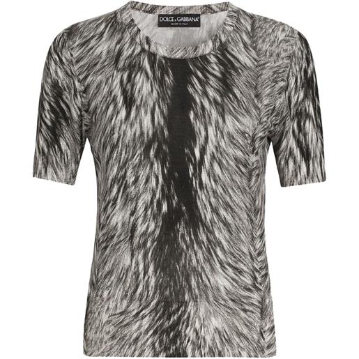 Dolce & Gabbana top con stampa effetto pelliccia - bianco