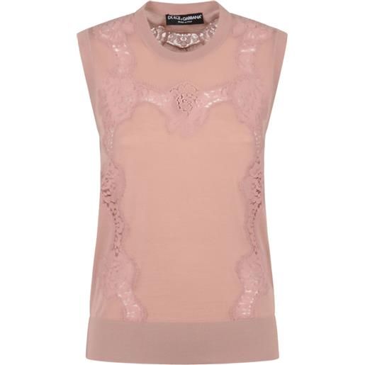 Dolce & Gabbana canotta dna con pizzo - rosa