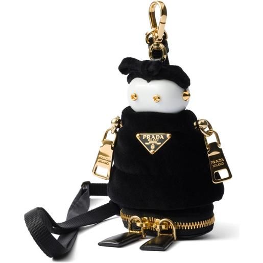 Prada ciondolo per borsa con placca logo - nero
