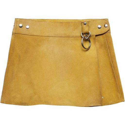 Prada minigonna in pelle scamosciata - giallo
