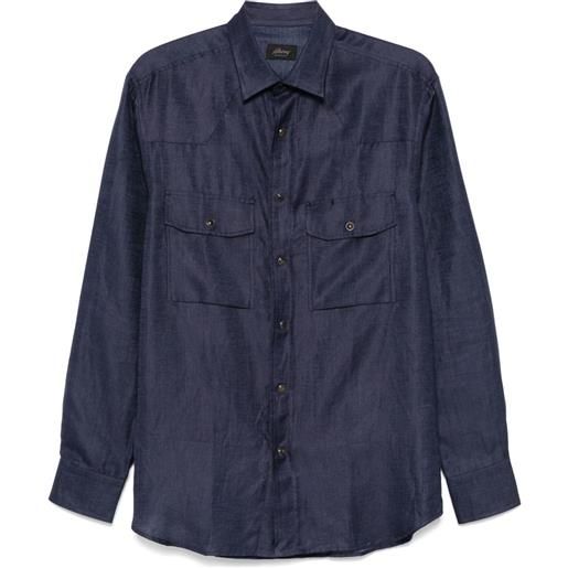 Brioni camicia con trama armatura - blu