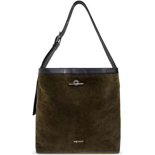 Alexander McQueen borsa tote in suede - verde