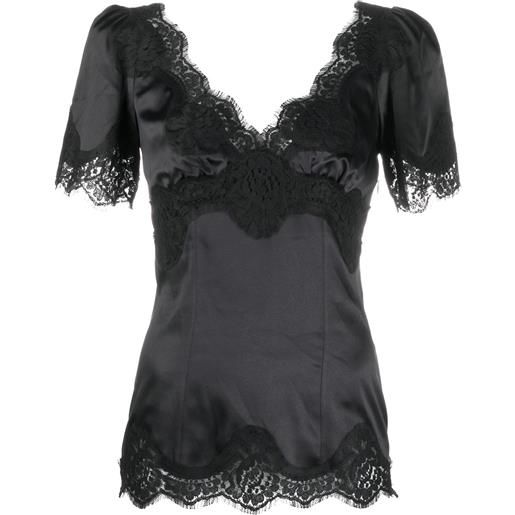 Dolce & Gabbana top con bordi in pizzo - nero