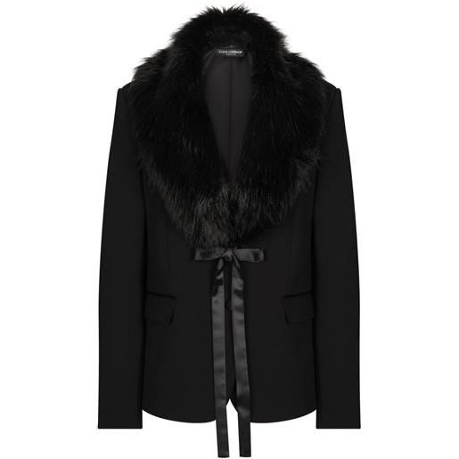Dolce & Gabbana blazer con collo in finta pelliccia - nero