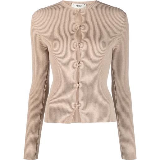 FENDI cardigan con dettaglio a coste - toni neutri