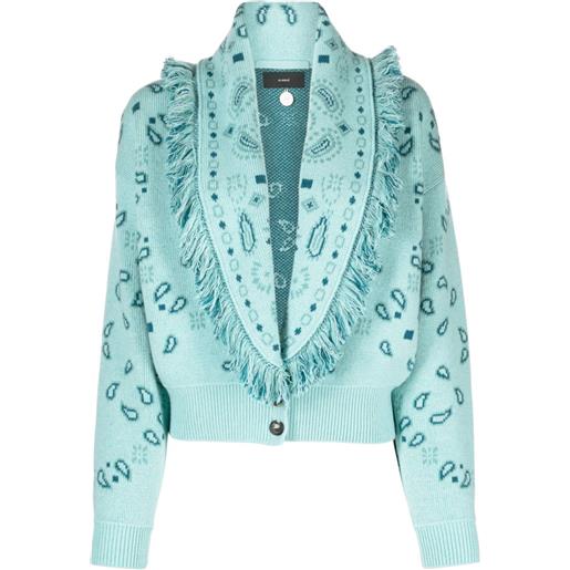 Alanui cardigan con bandana jacquard - blu
