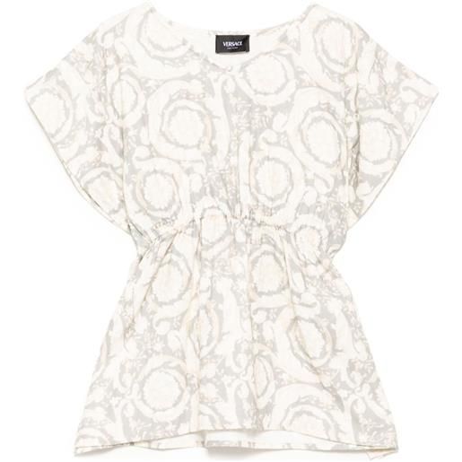 Versace Kids caftano in cotone a fiori - grigio
