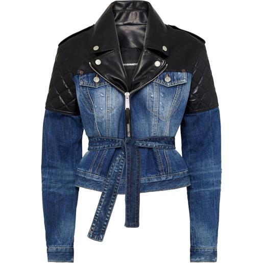 DSQUARED2 giacca denim con inserti - blu