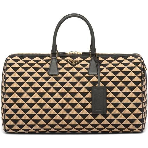 Prada borsa da viaggio symbole con ricamo - nero