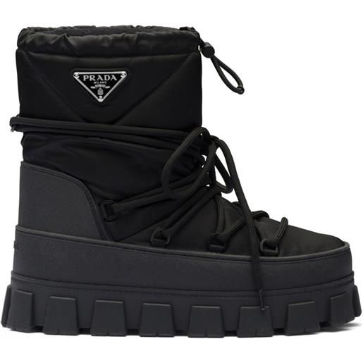 Prada stivali da neve con placca logo - nero