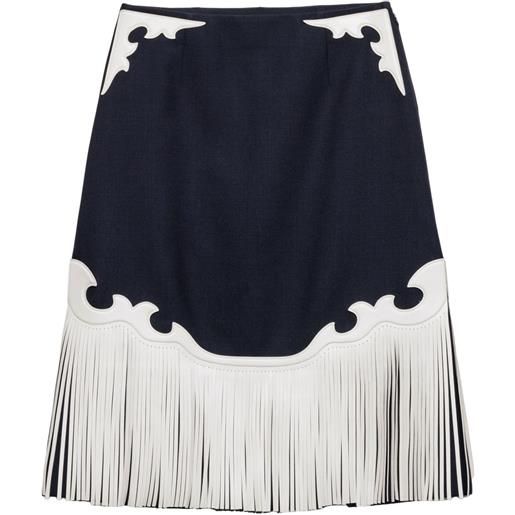 Prada gonna midi con frange - blu