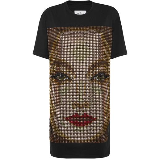 Philipp Plein abito in jersey con strass - nero