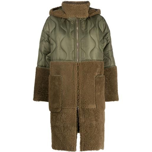 Blancha piumino con inserti in shearling - verde