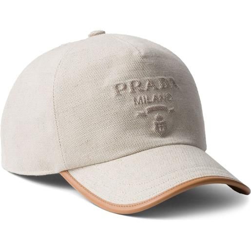 Prada cappello da baseball con logo goffrato - toni neutri