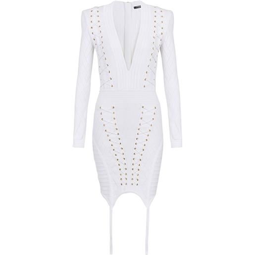 Balmain abito aderente con lacci - bianco