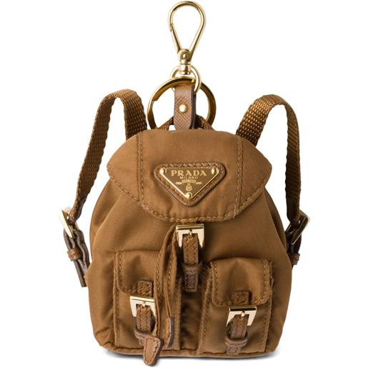 Prada ciondolo per borsa icon re-nylon mini - marrone