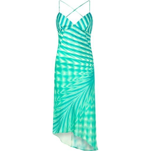 Roberto Cavalli abito midi in seta - verde