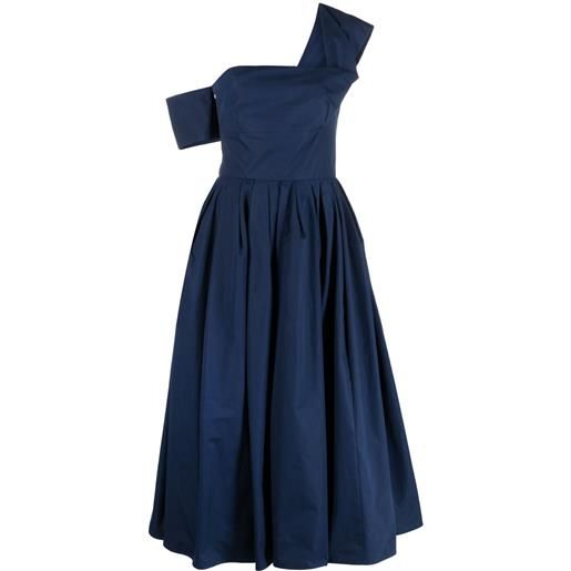 Alexander McQueen abito midi svasato con spalle scoperte - blu