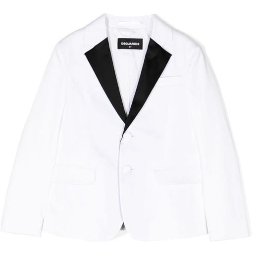 DSQUARED2 KIDS blazer con revers a lancia - bianco