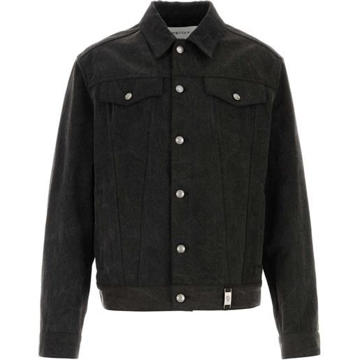 Alexander McQueen giacca denim con placca logo - nero