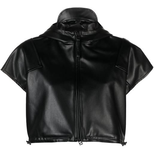 Issey Miyake giacca straight seams crop con cappuccio - nero