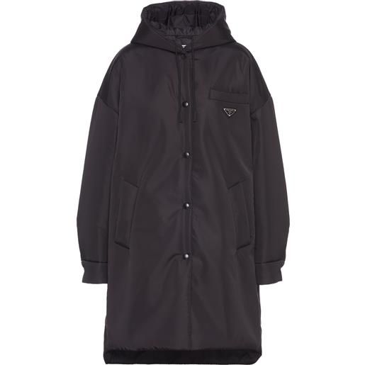 Prada impermeabile light re-nylon con logo a triangolo - nero