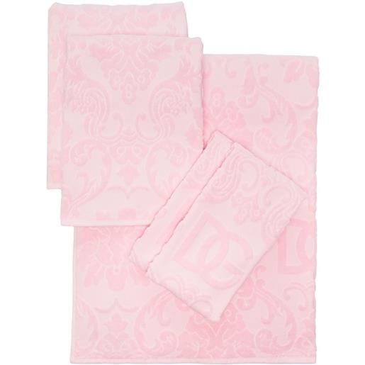 Dolce & Gabbana set di 5 asciugamani in cotone - rosa