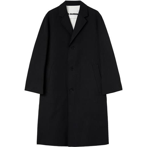 Jil Sander cappotto monopetto con revers a lancia - nero