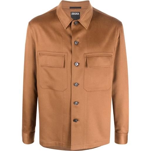 Zegna giacca-camicia alba oasi - marrone