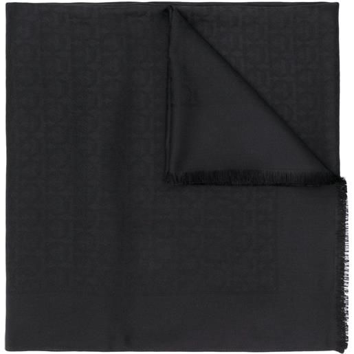 Ferragamo scialle gancini con effetto jacquard - nero
