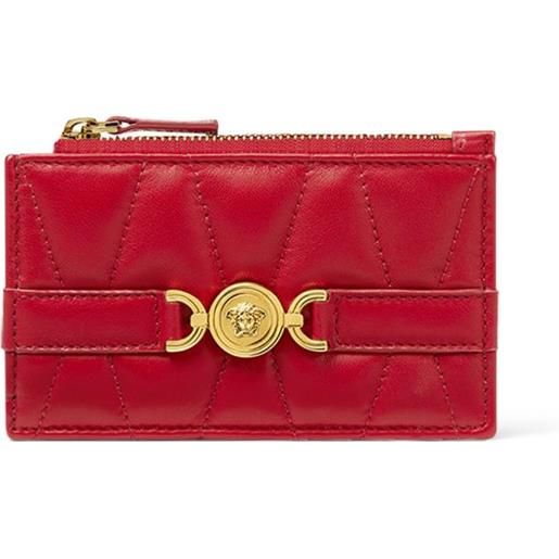 Versace portacarte medusa '95 con zip e design trapuntato - rosso