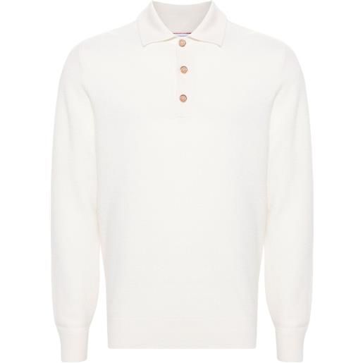 Brunello Cucinelli polo con lavorazione a nido d'ape - bianco
