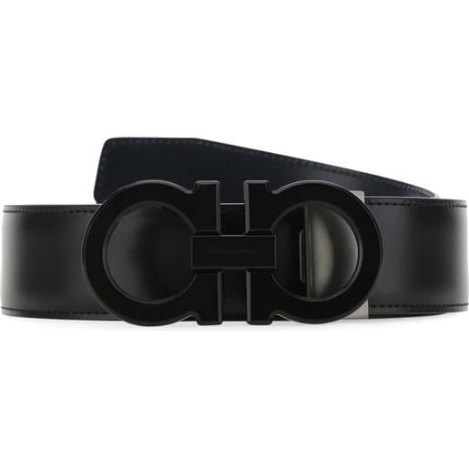 Ferragamo cintura gancini in pelle - nero