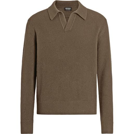 Zegna polo oasi in cashmere - marrone
