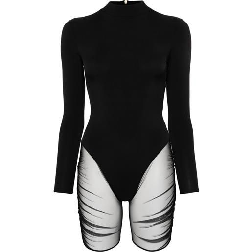 Maison Close body nuit fauve a maniche lunghe - nero