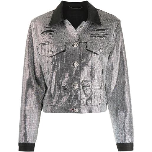 Philipp Plein giacca denim con decorazione - argento