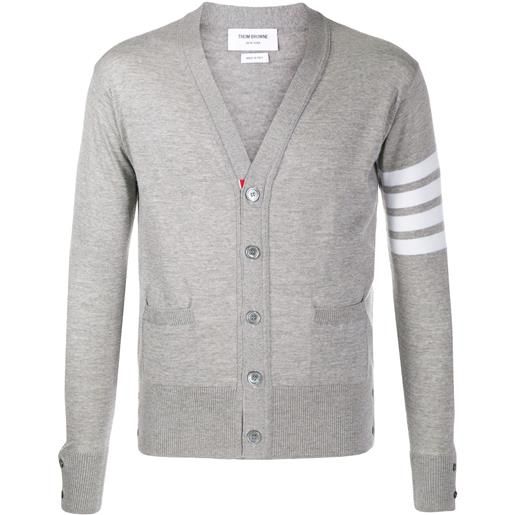 Thom Browne cardigan con scollo a v e dettaglio a 4 righe - grigio