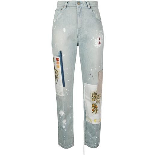 Monse jeans patchwork dritti - blu