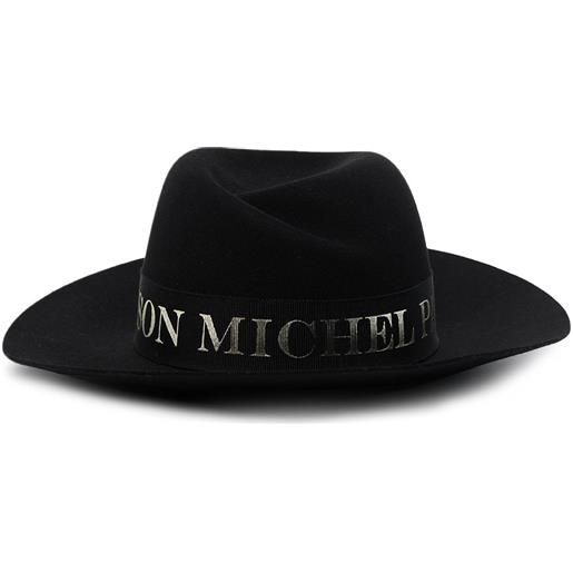 Maison Michel fedora virginie con banda logo - nero