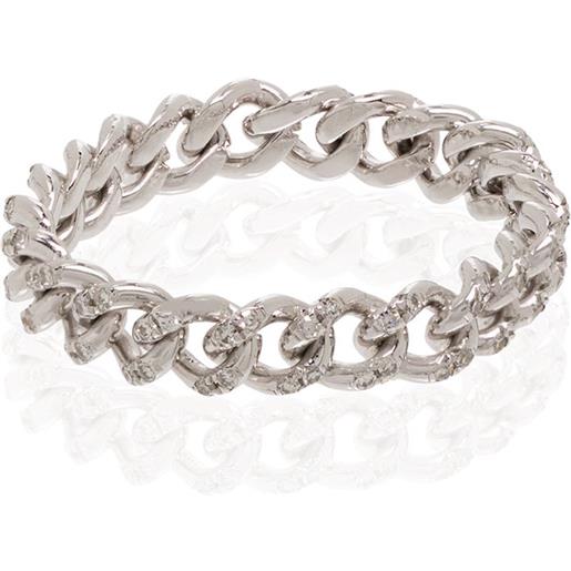 SHAY anello baby link in oro bianco 18kt con diamanti